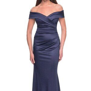 NWT La Femme 31621SC Jersey Mother of the Bride Dress Navy Size 8